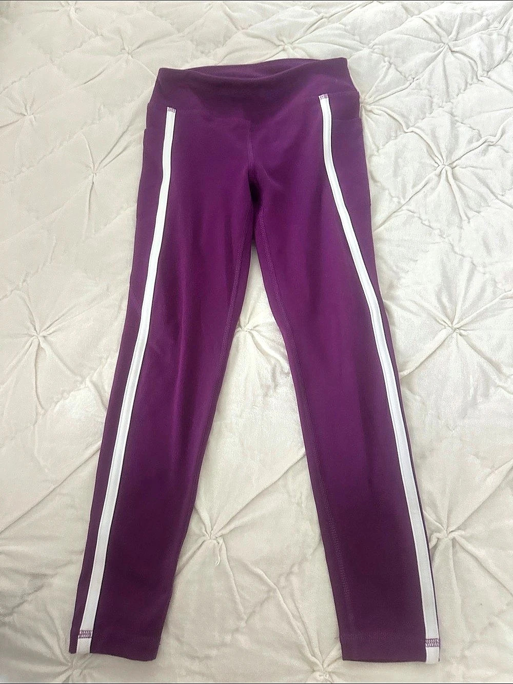 DSG Girls' Momentum High-Rise Leggings Purple & White XS